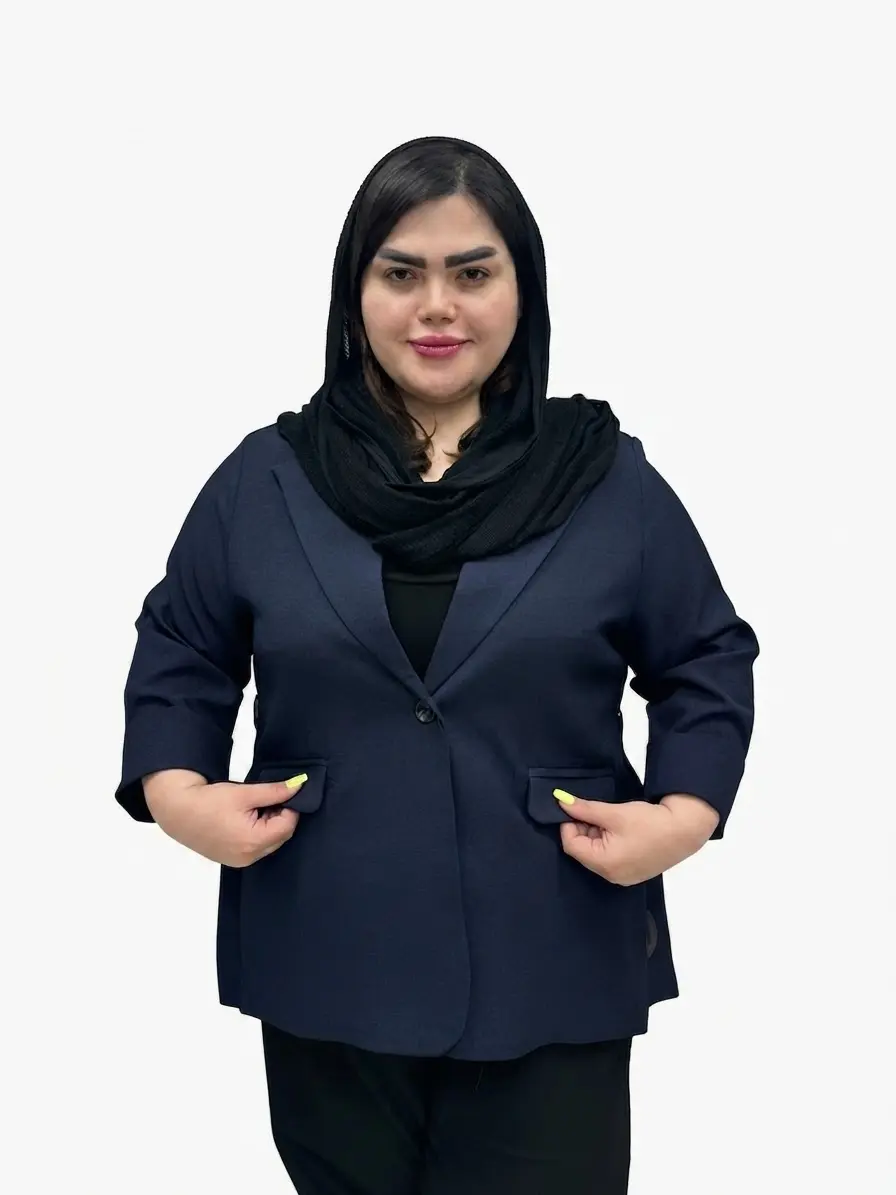 کت سایز بزرگ زنانه یقه انگلیسی تک دکمه